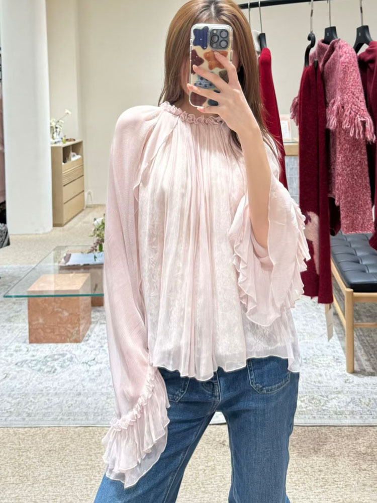 Women'S Fashion For 2026 - Blusa holgada con volantes de encaje,