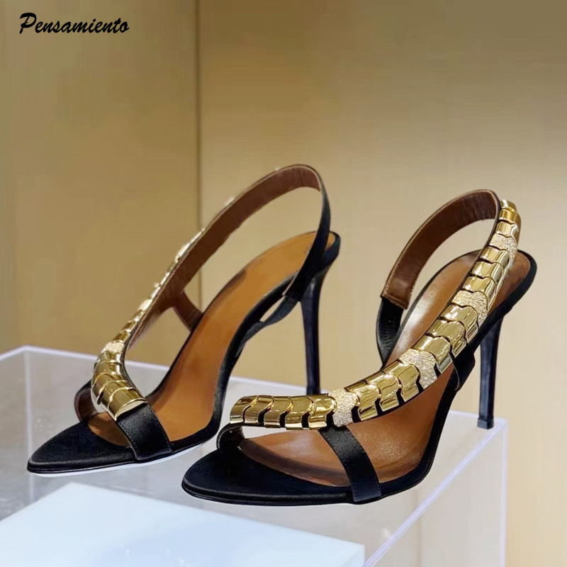 Women'S Fashion Q - Sandalias de gladiador de satén con