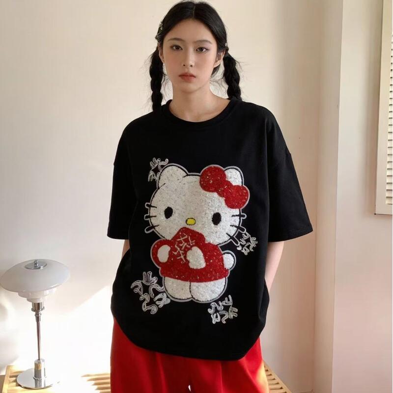 Women'S Fashion Q - Camiseta de Verano con Lentejuelas y