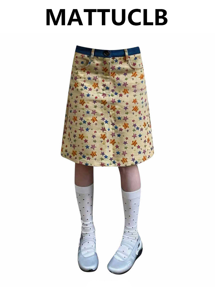 A-Line Skirt Midi - Faldas Midi de Mezclilla para Mujer,
