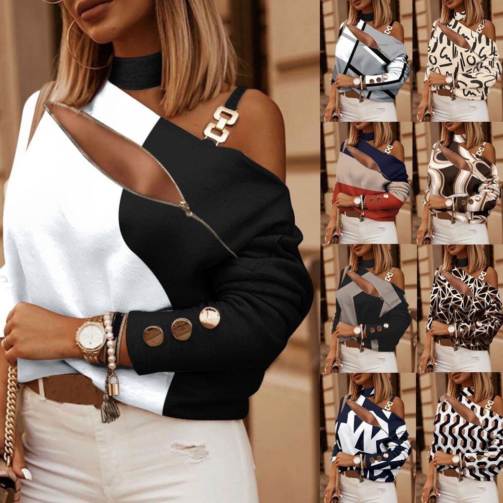 Off Shoulder Top - Blusa de Mujer con Hombros Descubiertos,