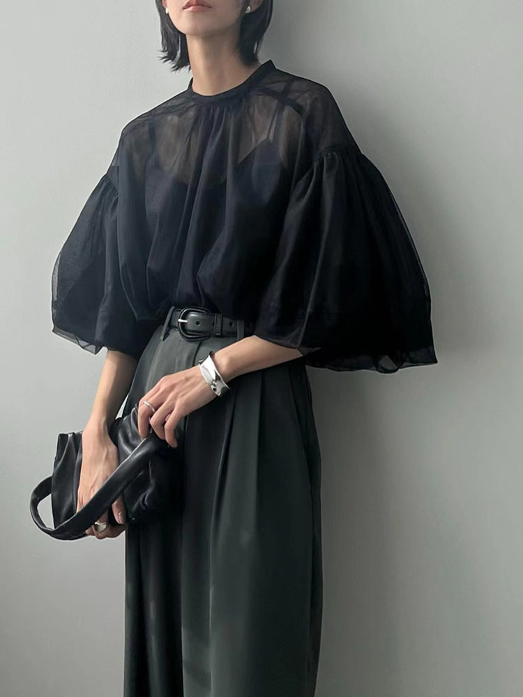 Wrap Blouse Chiffon - Conjunto de dos piezas para mujer,