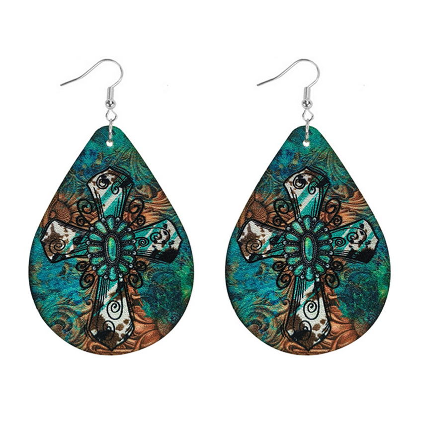 Women'S Fashion Wild West - Pendientes cruzados en forma de lágrima