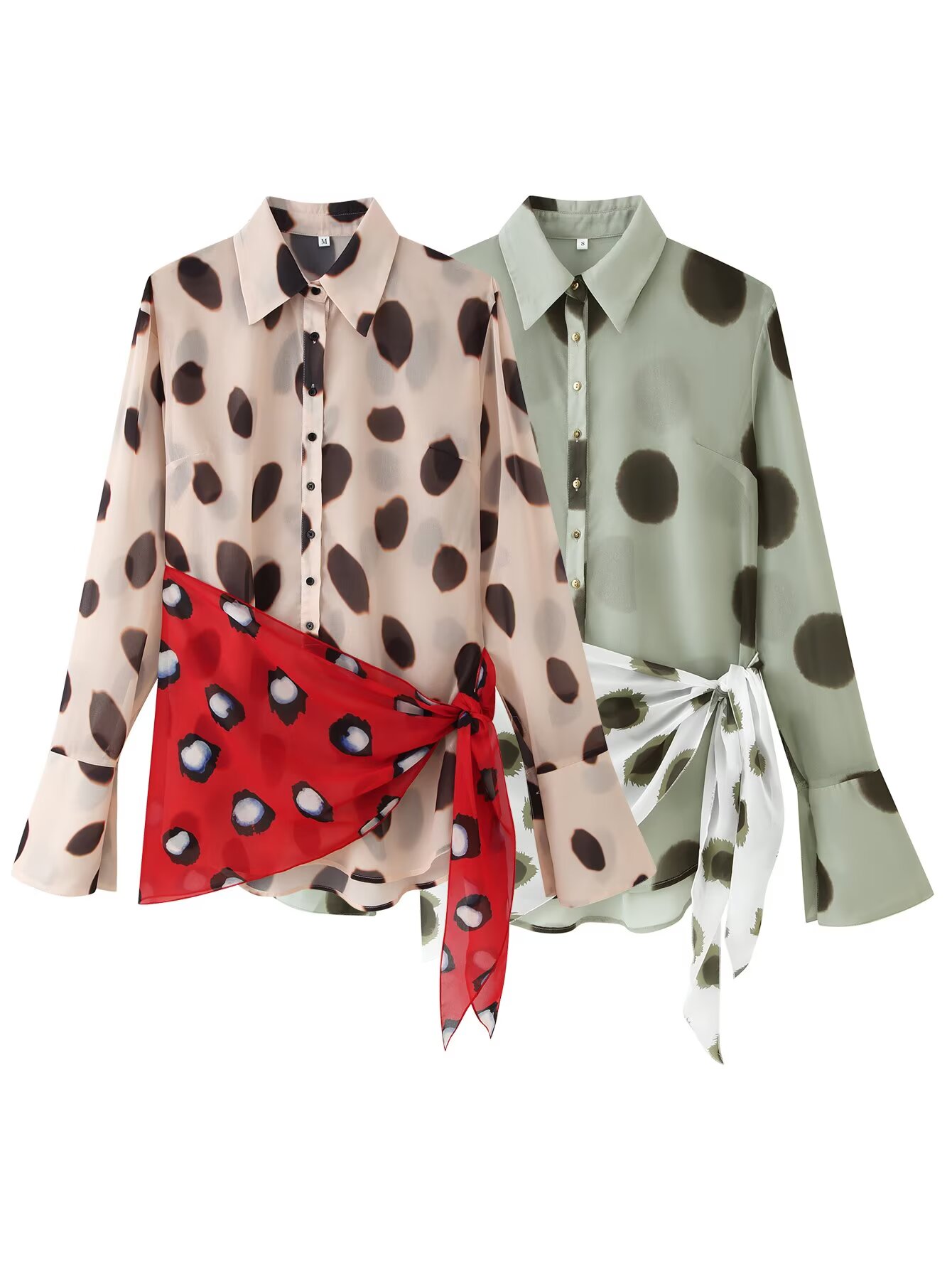 Wrap Blouse Chiffon - Blusa de manga larga para mujer