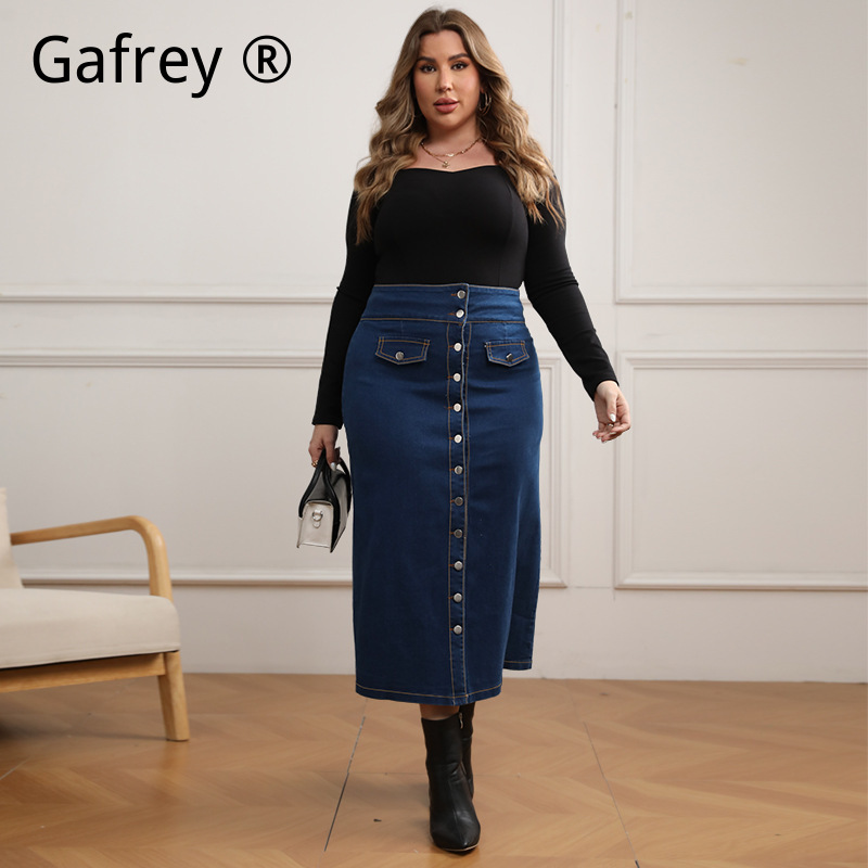 A-Line Skirt Midi - Falda vaquera de talla grande con