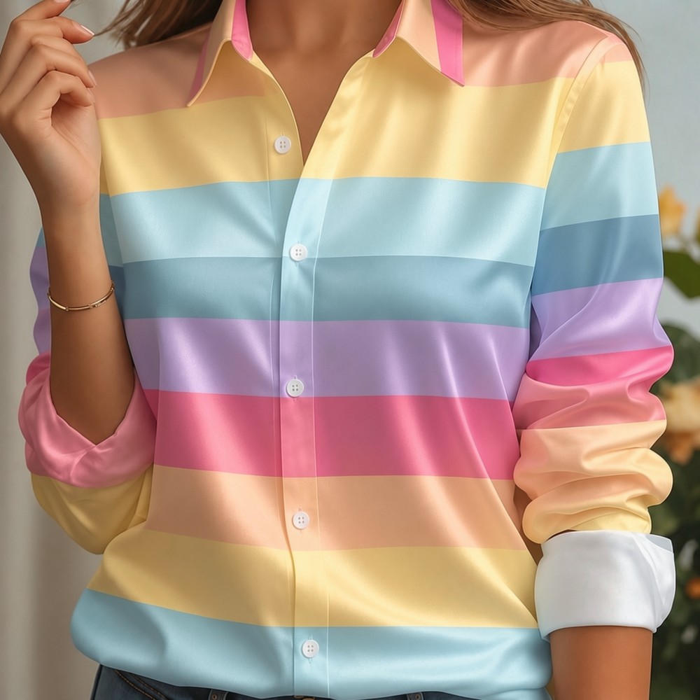 Women'S Fashion Q - Camisa de satén para mujer con