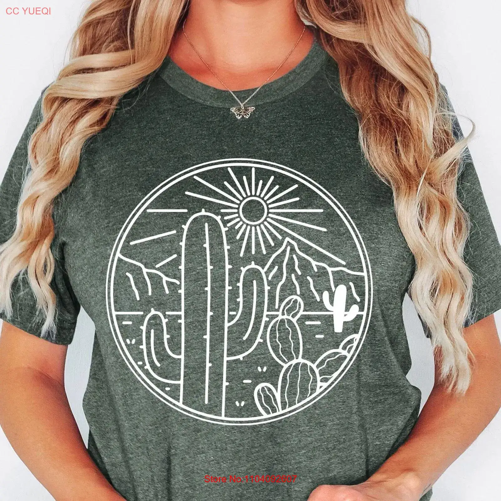 Women'S Fashion Wild West - Camiseta DeserT con Diseño de Cactus