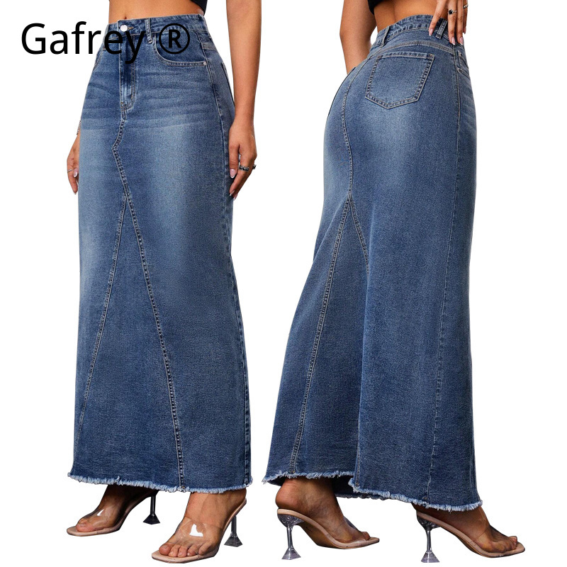 A-Line Skirt Midi - Falda vaquera midi de mujer, cintura