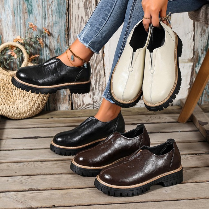 Women'S Fashion Walking Shoes - Zapatos de Mujer Estilo Británico Retro,
