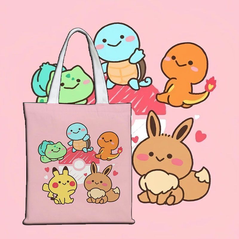Canvas Tote Bag - Bolsa de Lona Pokémon, Linda Bolsa