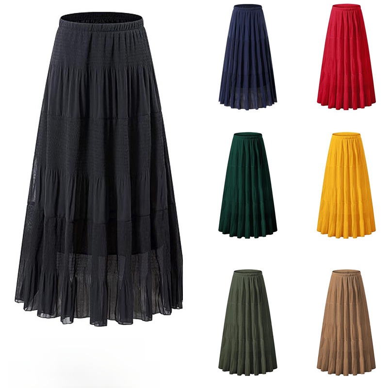 A-Line Skirt Midi - Falda Larga de Cintura Alta en
