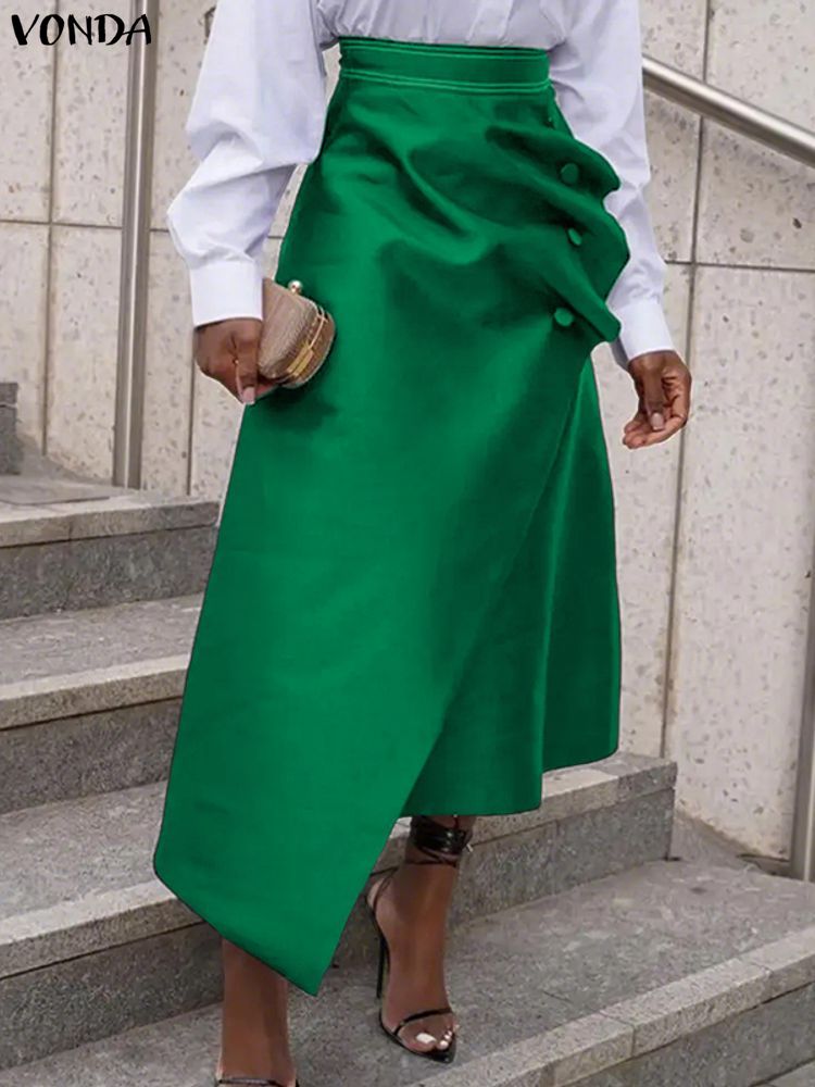A-Line Skirt Midi - Faldas de satén de talla grande