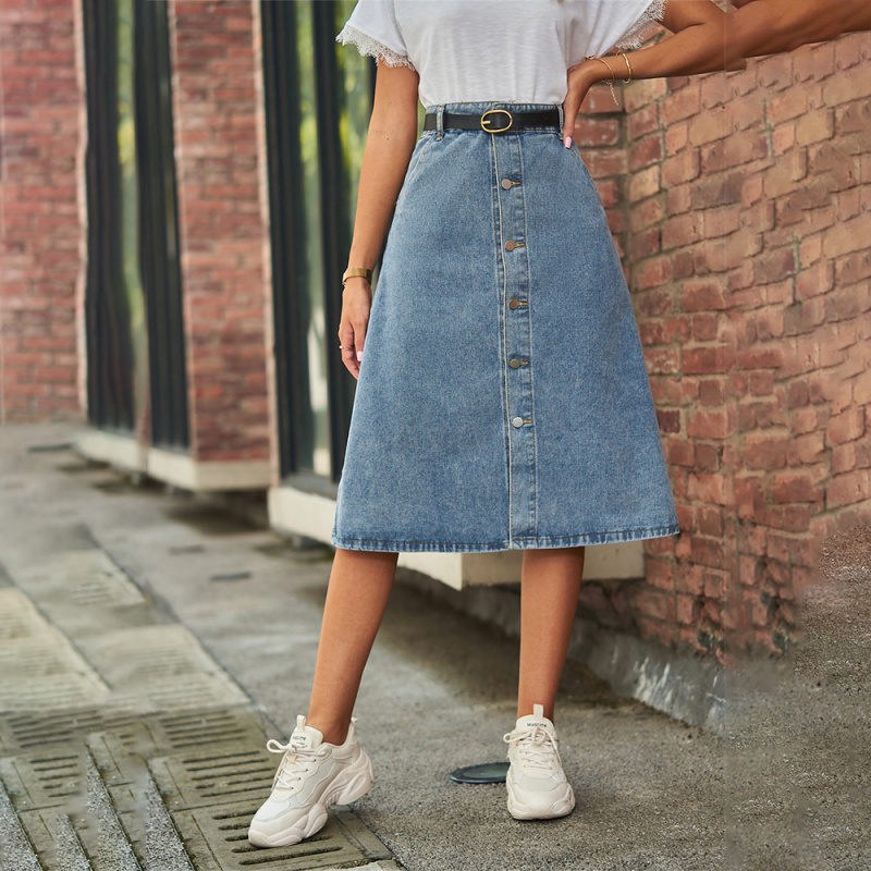 Falda Midi Vaquera Lavada Vers - A-Line Skirt Midi reseña y precio