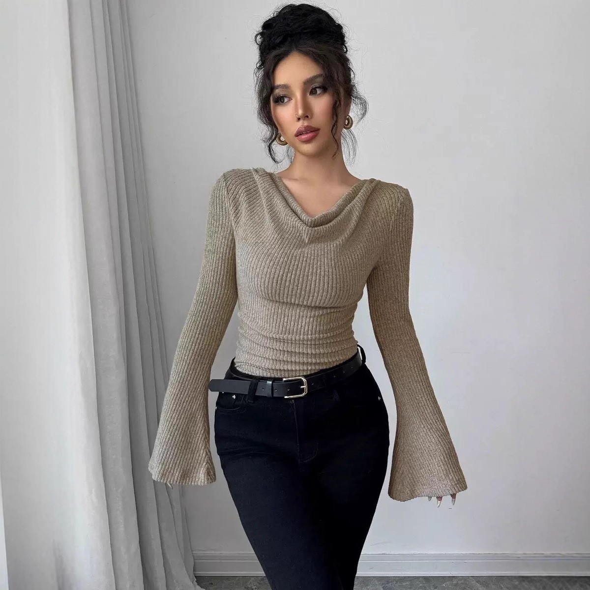 Blusa de mujer de manga larga  - Off Shoulder Top reseña y precio
