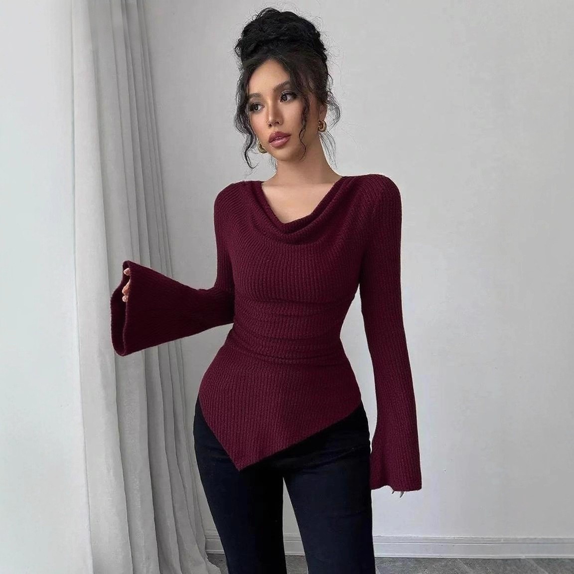 Blusa de mujer de manga larga  - Off Shoulder Top reseña y precio