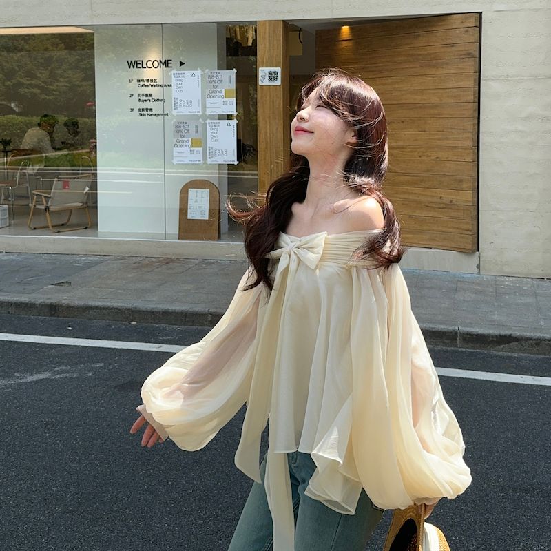Camisa de manga abullonada con - Off Shoulder Top reseña y precio