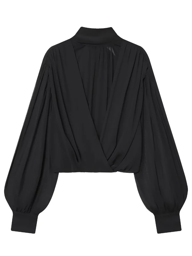 Blusa Negra Transparente de Ga - Wrap Blouse Chiffon reseña y precio