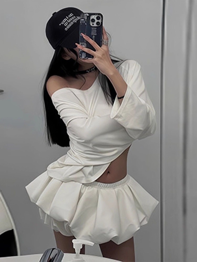 2025 Harajuku diseño de moda t - Asymmetric Top Women reseña y precio
