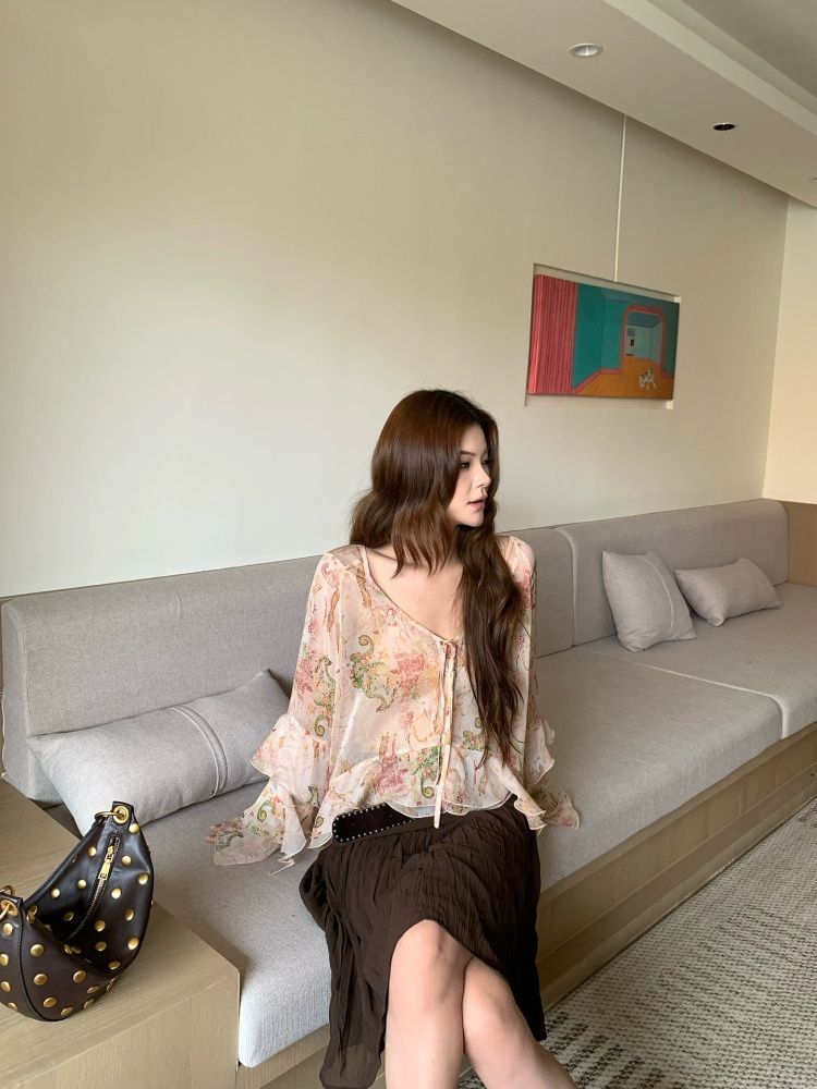 Blusa de Chifón con Estampado  - Wrap Blouse Chiffon reseña y precio