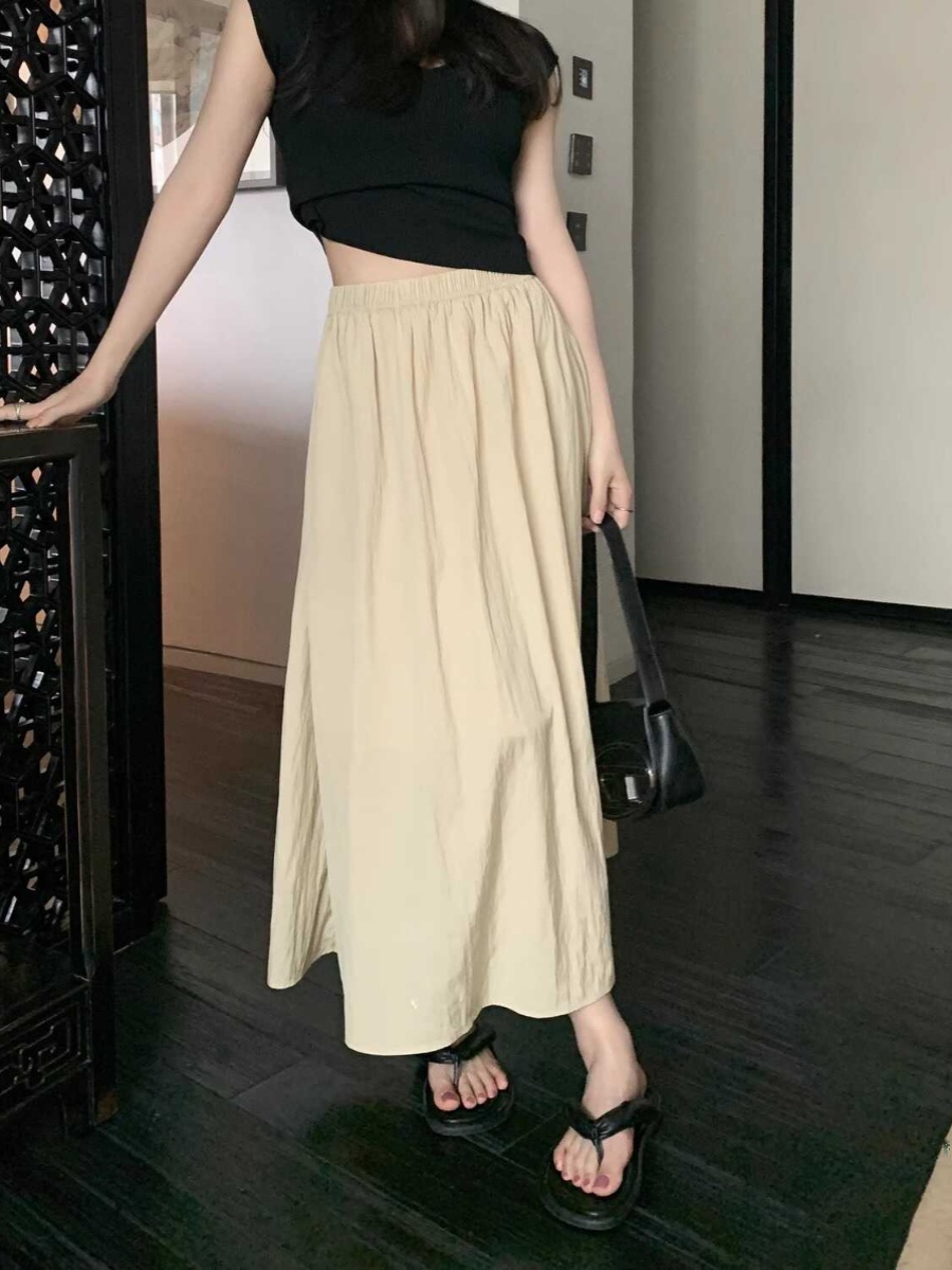 Falda midi plisada de seda hel - A-Line Skirt Midi reseña y precio