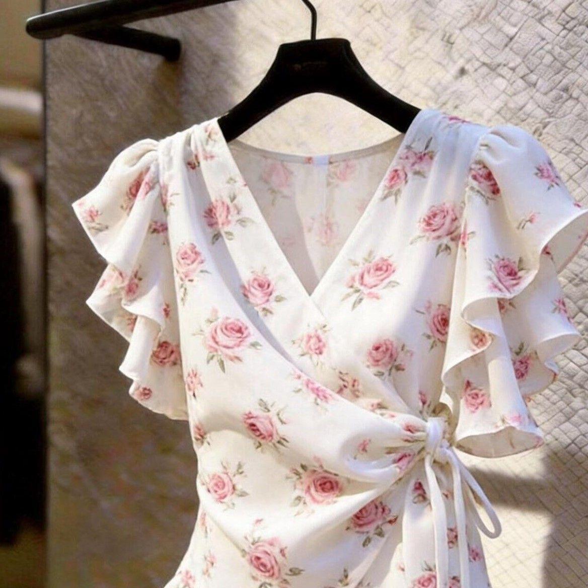 Blusa de Chifón con Cuello en  - Wrap Blouse Chiffon reseña y precio