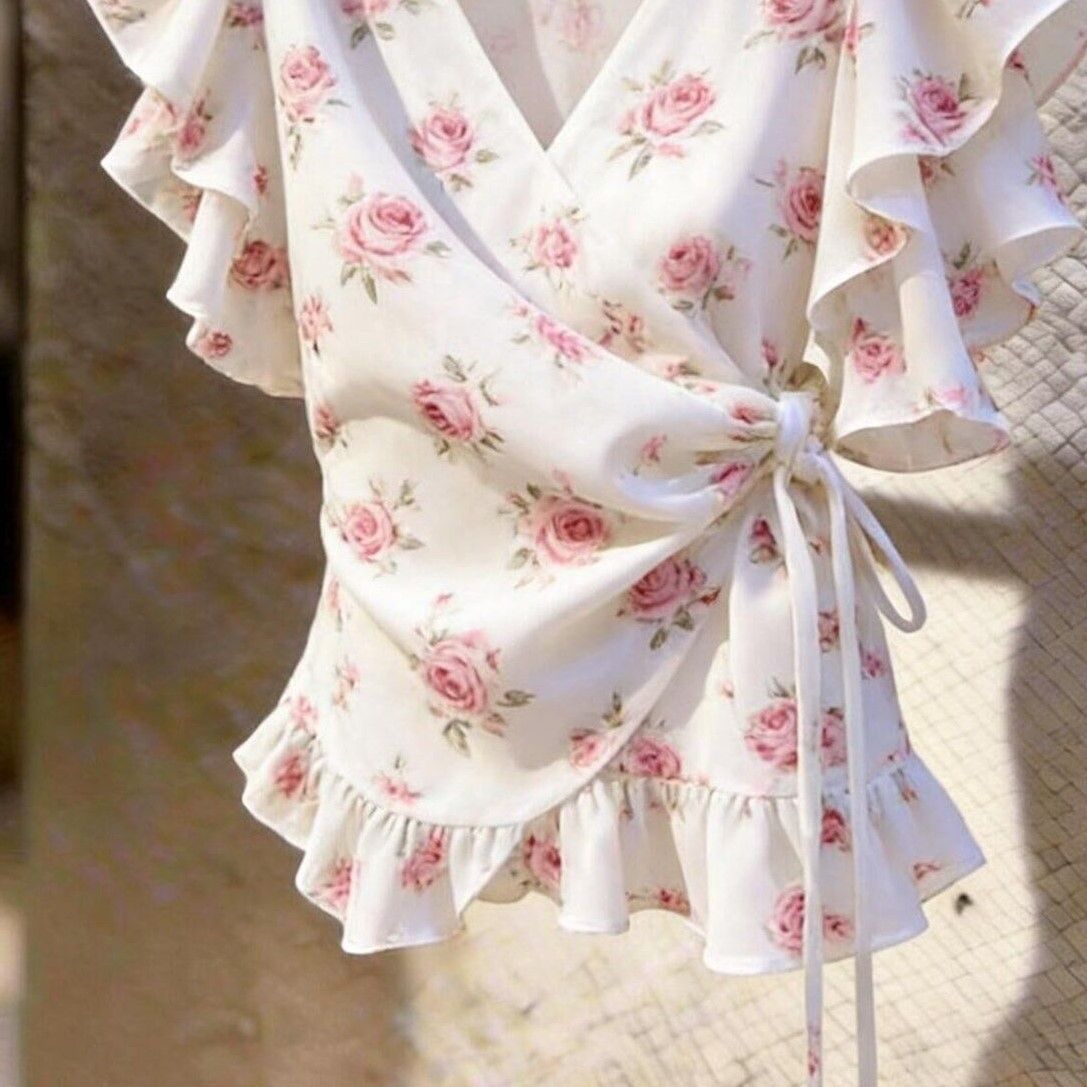 Blusa de Chifón con Cuello en  - Wrap Blouse Chiffon reseña y precio