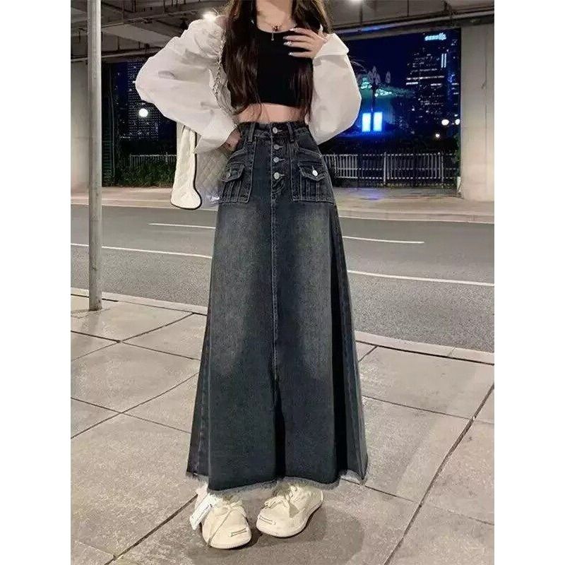 Falda vaquera midi de cintura  - A-Line Skirt Midi reseña y precio