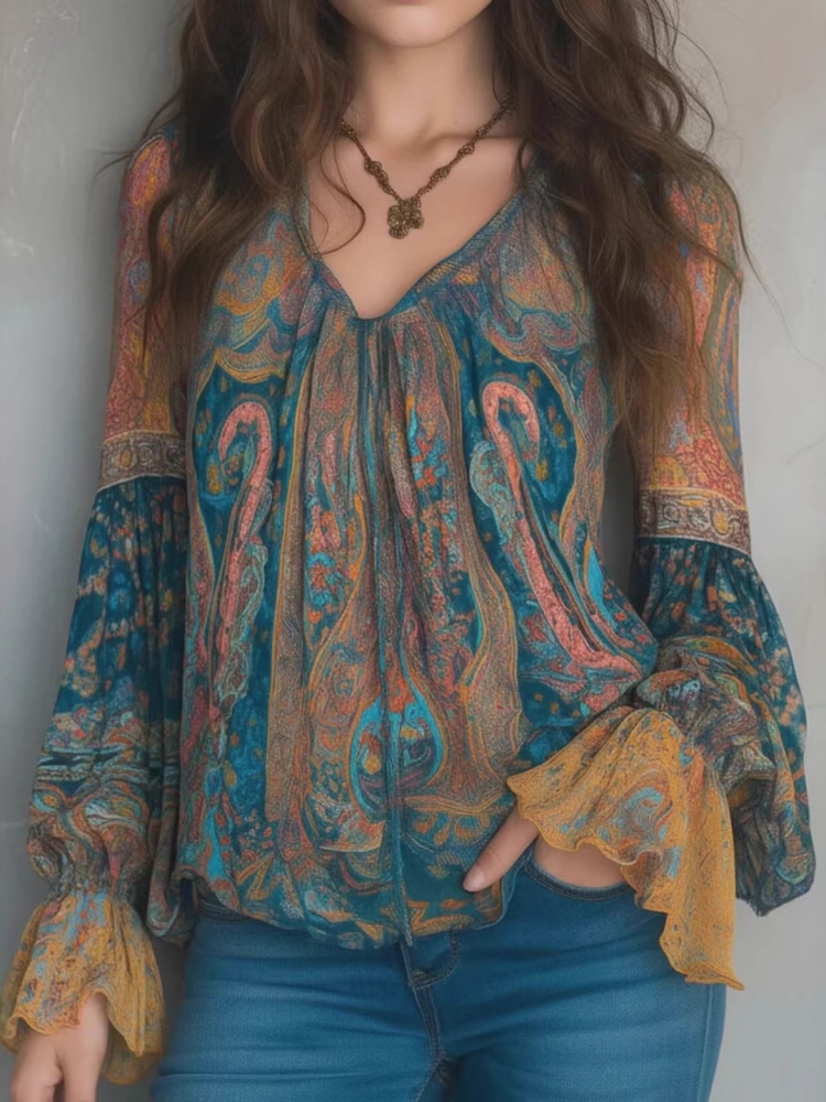 Blusas Étnicas Vintage Bohemia - Wrap Blouse Chiffon reseña y precio
