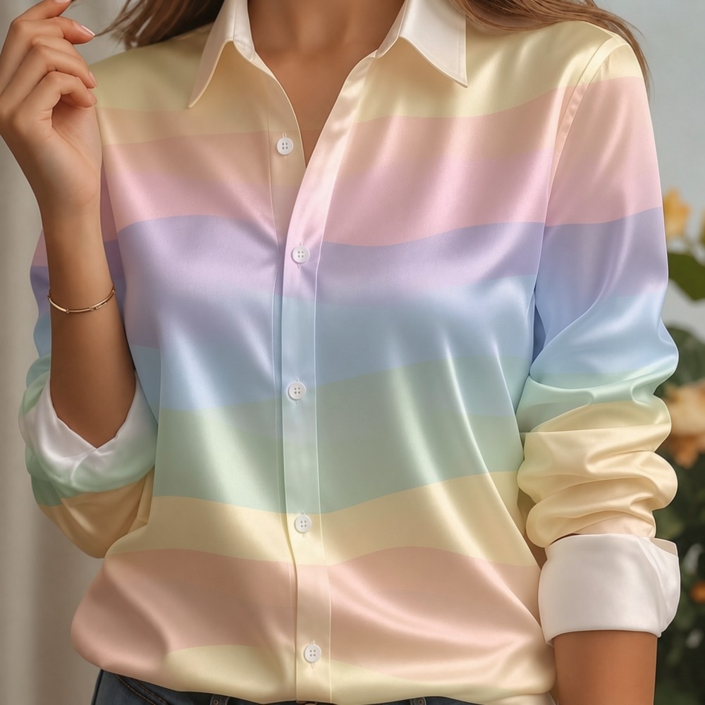 Camisa de satén para mujer con - Women'S Fashion Q reseña y precio