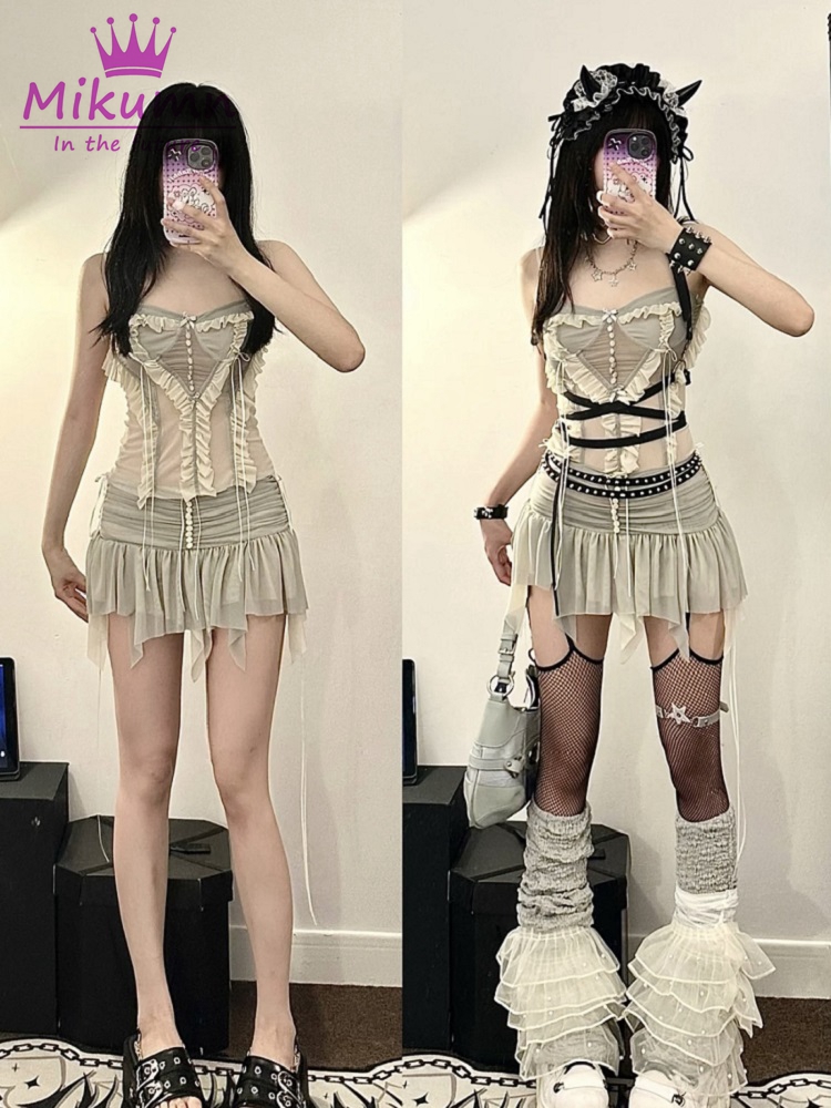 Conjunto de dos piezas Y2k par - Asymmetric Top Women reseña y precio