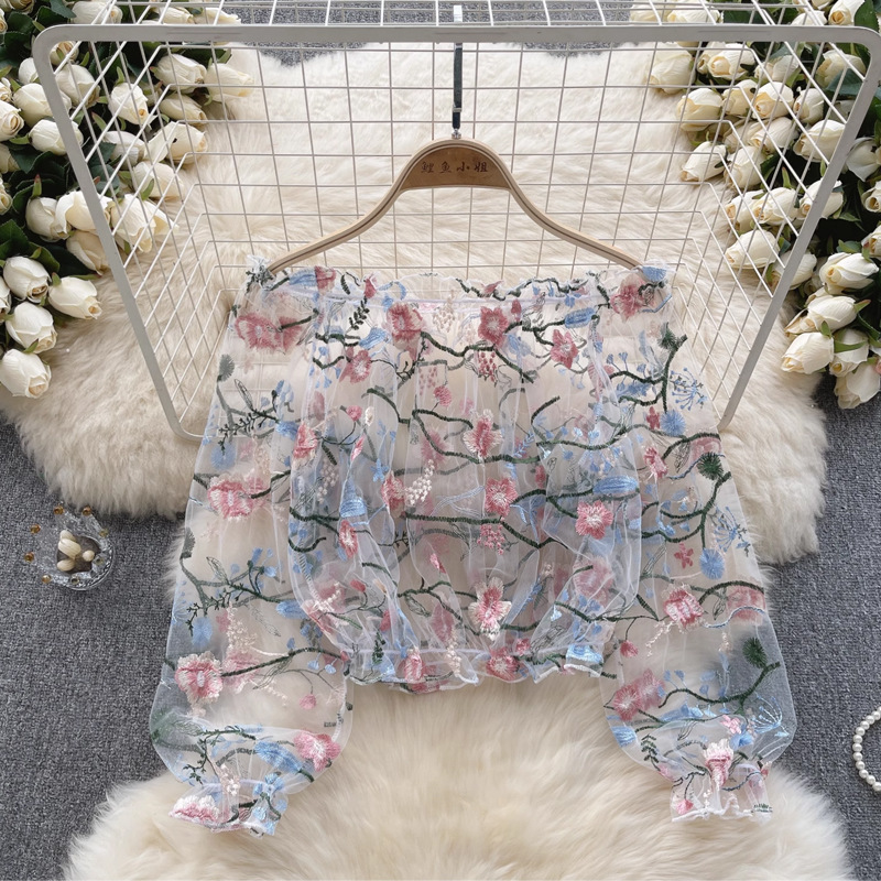 Blusa de encaje de manga corta - Wrap Blouse Chiffon reseña y precio