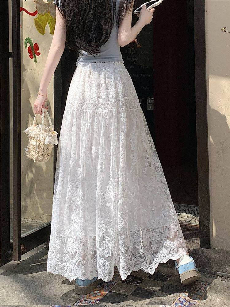 Falda midi de cintura alta con - A-Line Skirt Midi reseña y precio