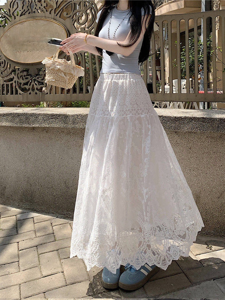 Falda midi de cintura alta con - A-Line Skirt Midi reseña y precio