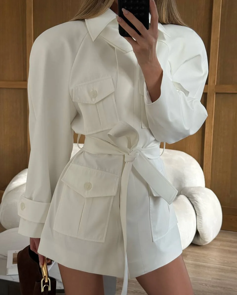 Chaqueta Blanca Sólida con Cue - Women'S Fashion Utility Belt reseña y precio