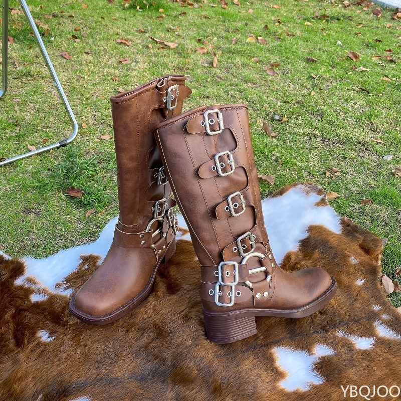 Botas altas retro con hebilla  - Women'S Fashion Boots 2025 reseña y precio