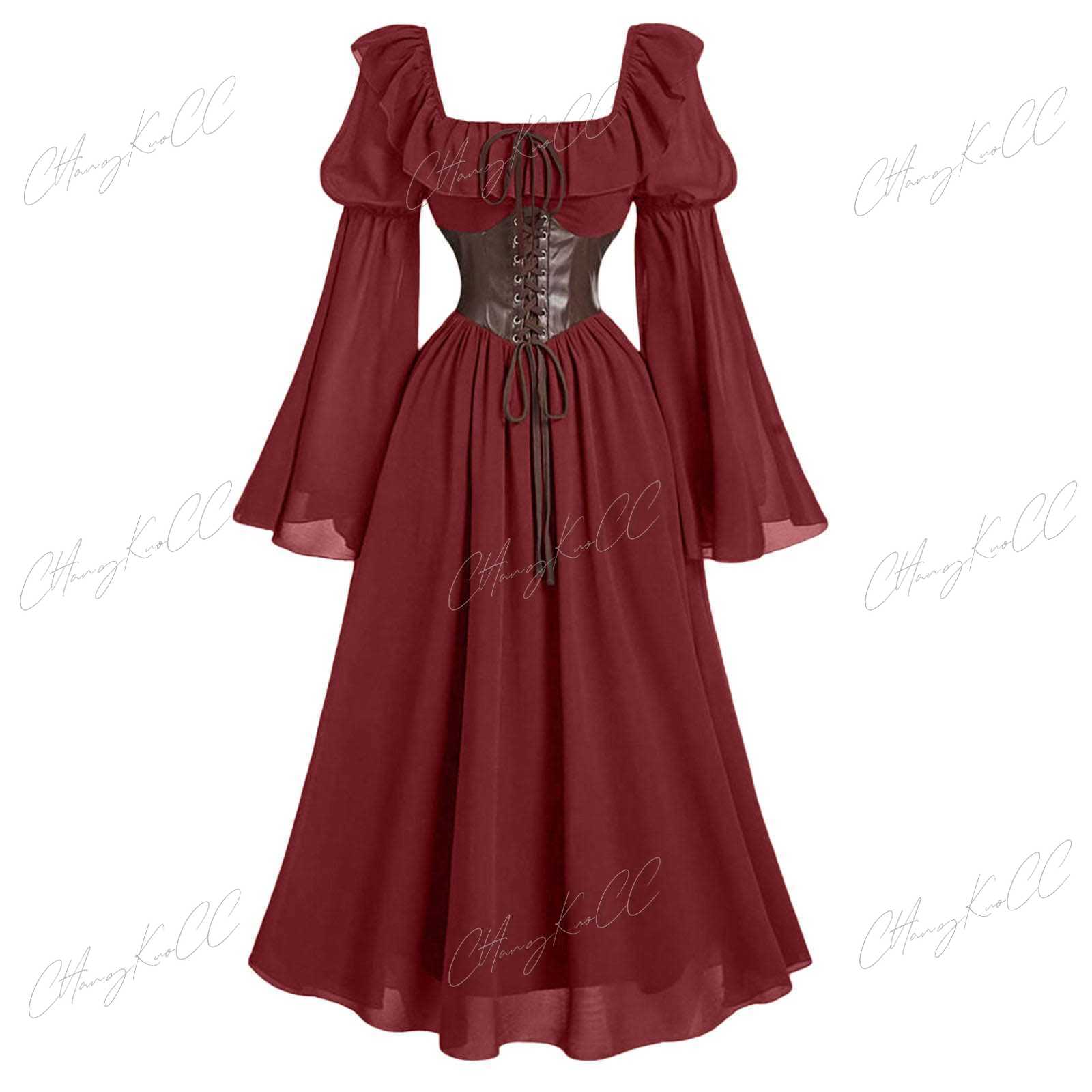 Vestido Medieval de manga larg - Women'S Fashion Renaissance Period reseña y precio