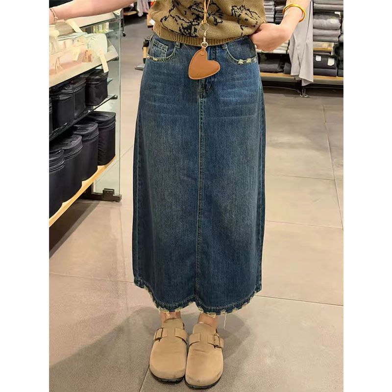 Falda vaquera con volantes y b - A-Line Skirt Midi reseña y precio