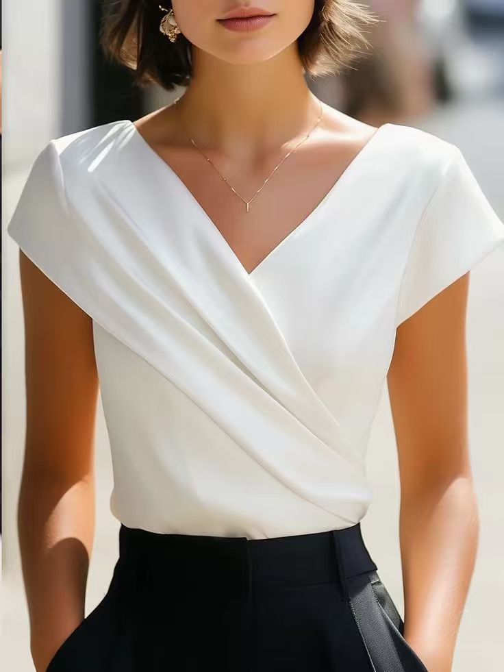 Blusa de Verano para Mujer, Bl - Wrap Blouse Chiffon reseña y precio