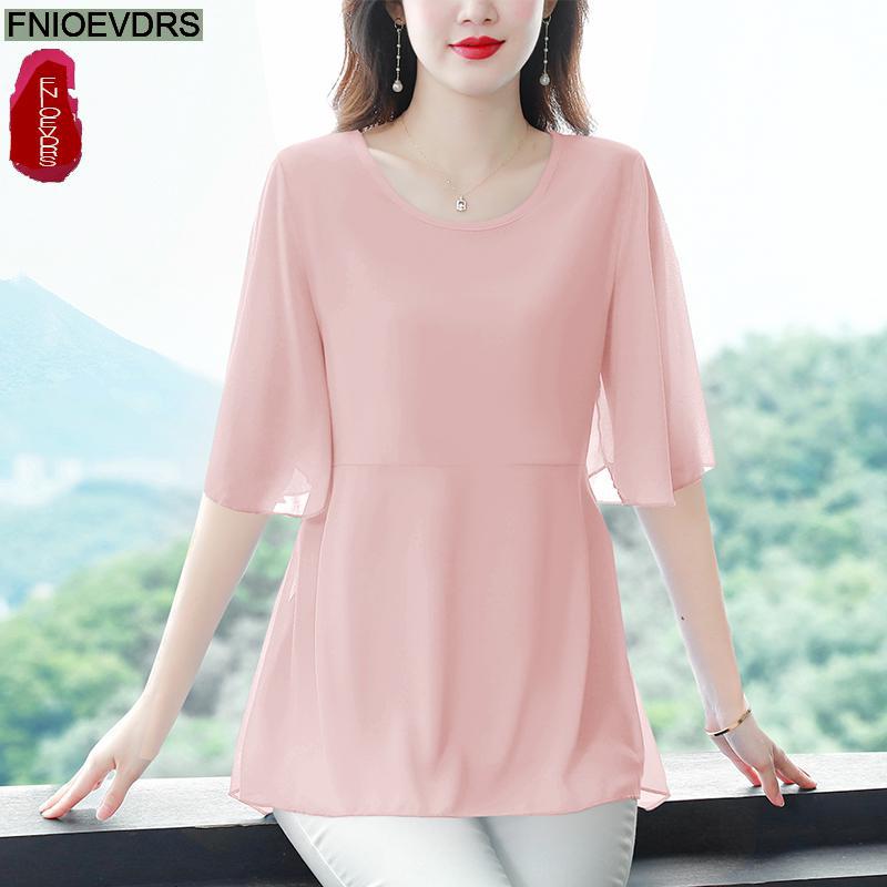M-4XL holgada de manga corta p - Wrap Blouse Chiffon reseña y precio