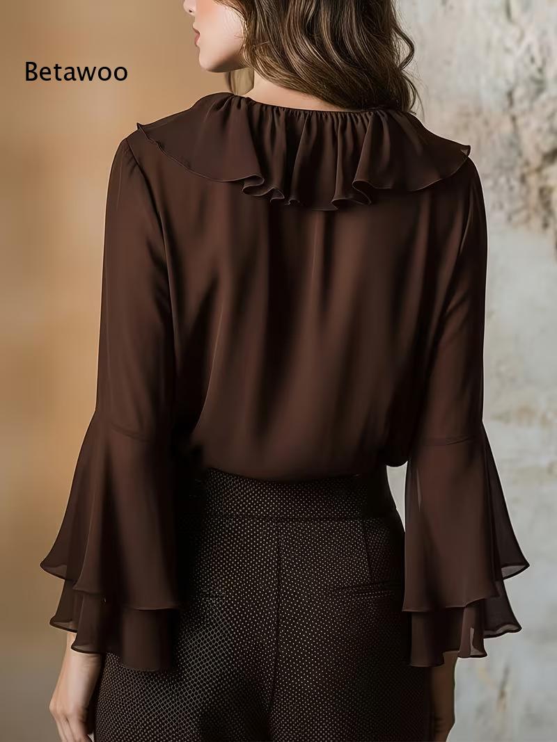 Blusa Elegante de Chifón con V - Wrap Blouse Chiffon reseña y precio