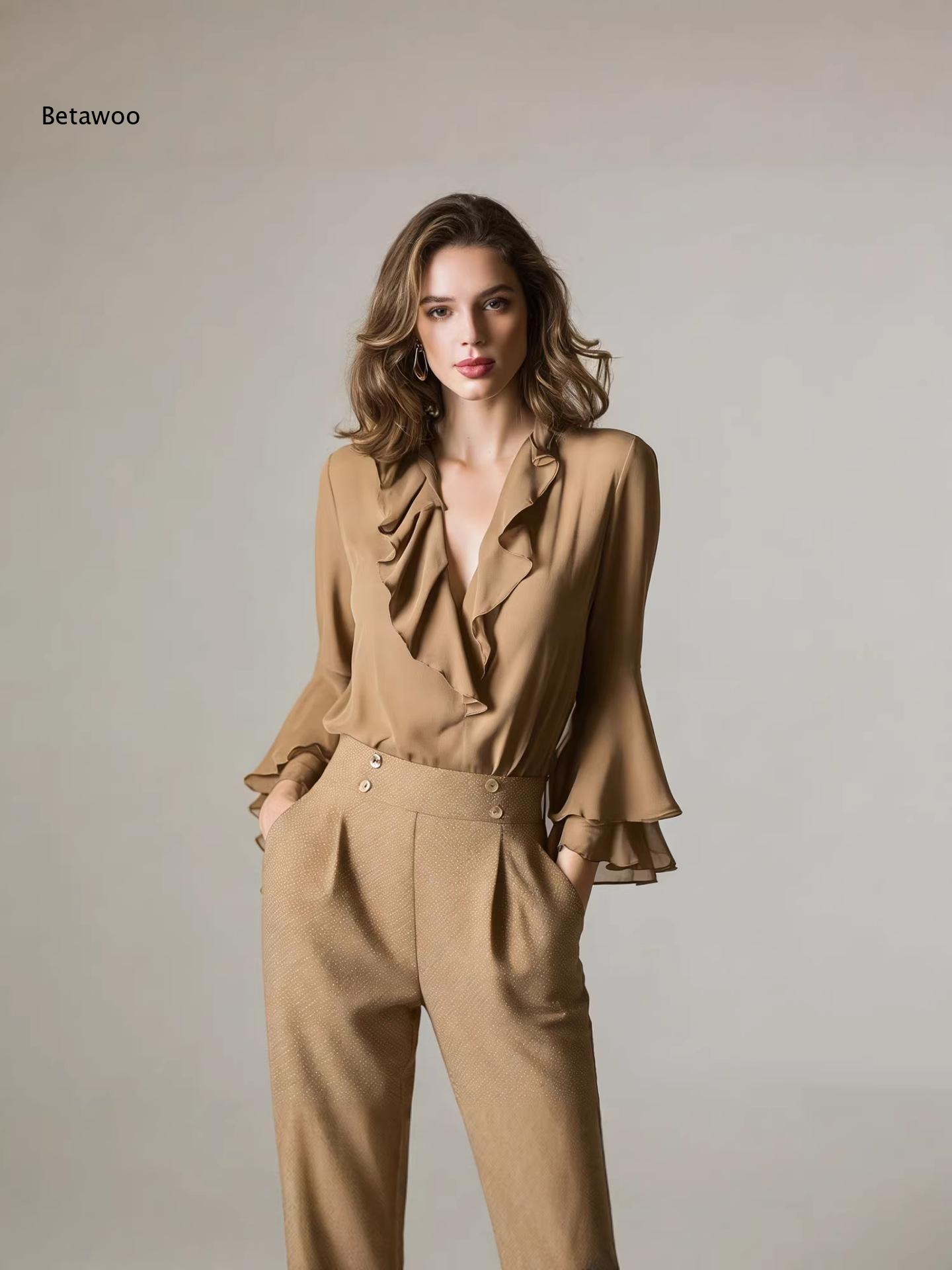 Blusa Elegante de Chifón con V - Wrap Blouse Chiffon reseña y precio