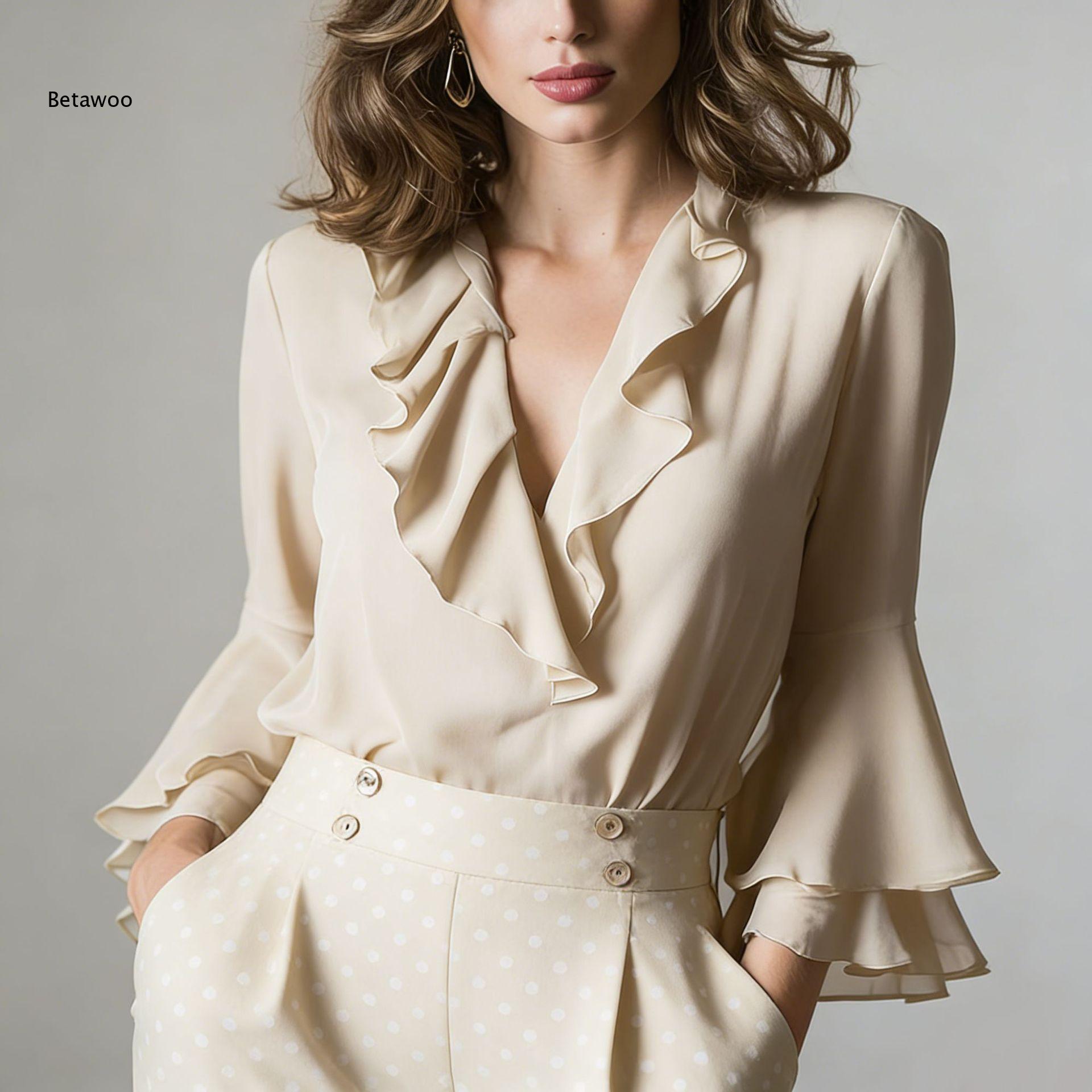 Blusa Elegante de Chifón con V - Wrap Blouse Chiffon reseña y precio